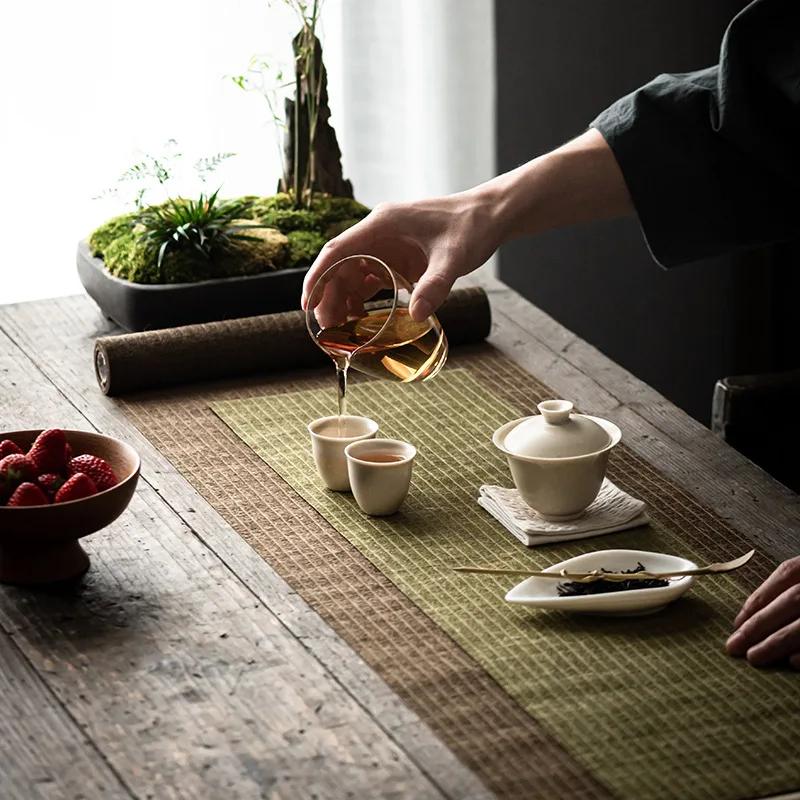 

Zen Linen Tea Mat Linen Cloth Japanese Tea Flag Tea Set Cushion Waterproof Heat Insulation Chinese Style Table Flag