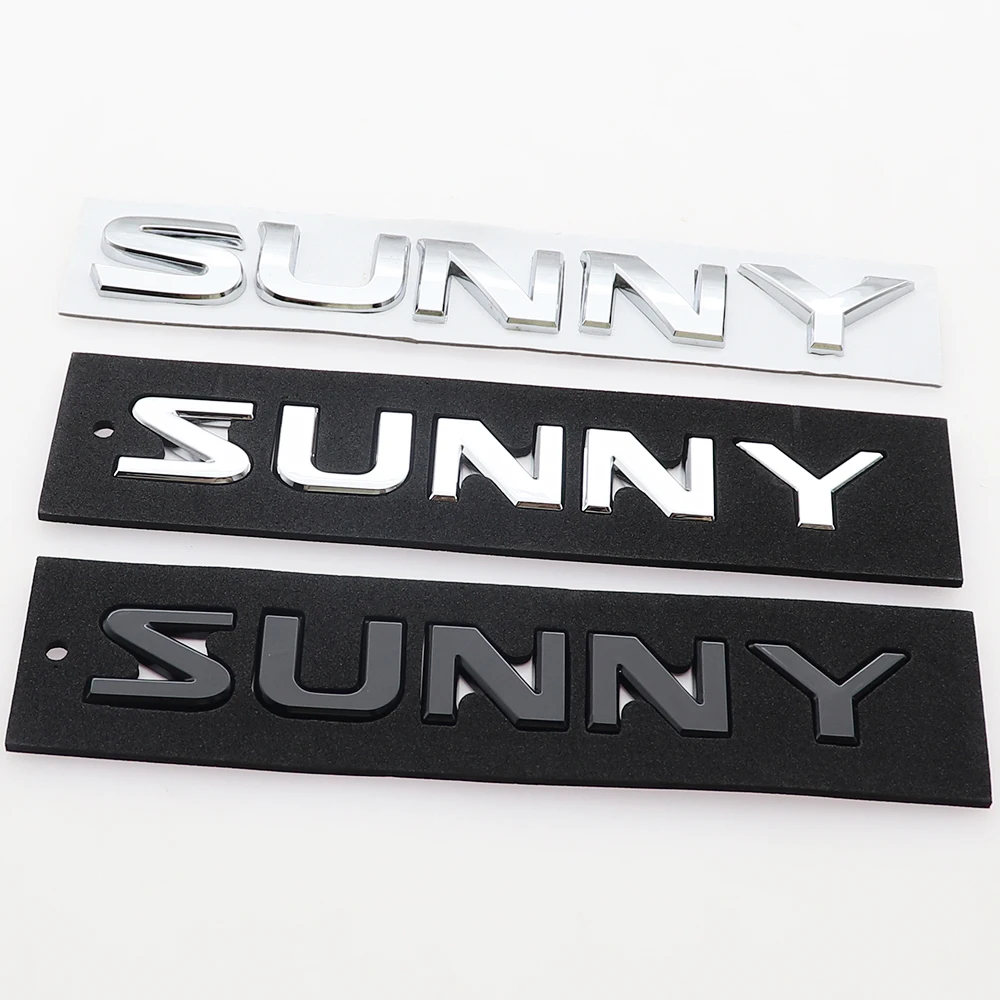 1PC 3D ABS SUNNY Car Letter Logo Sticker Tail Decoration Badge Auto Rear Trunk Emblem Styling Accessories RC