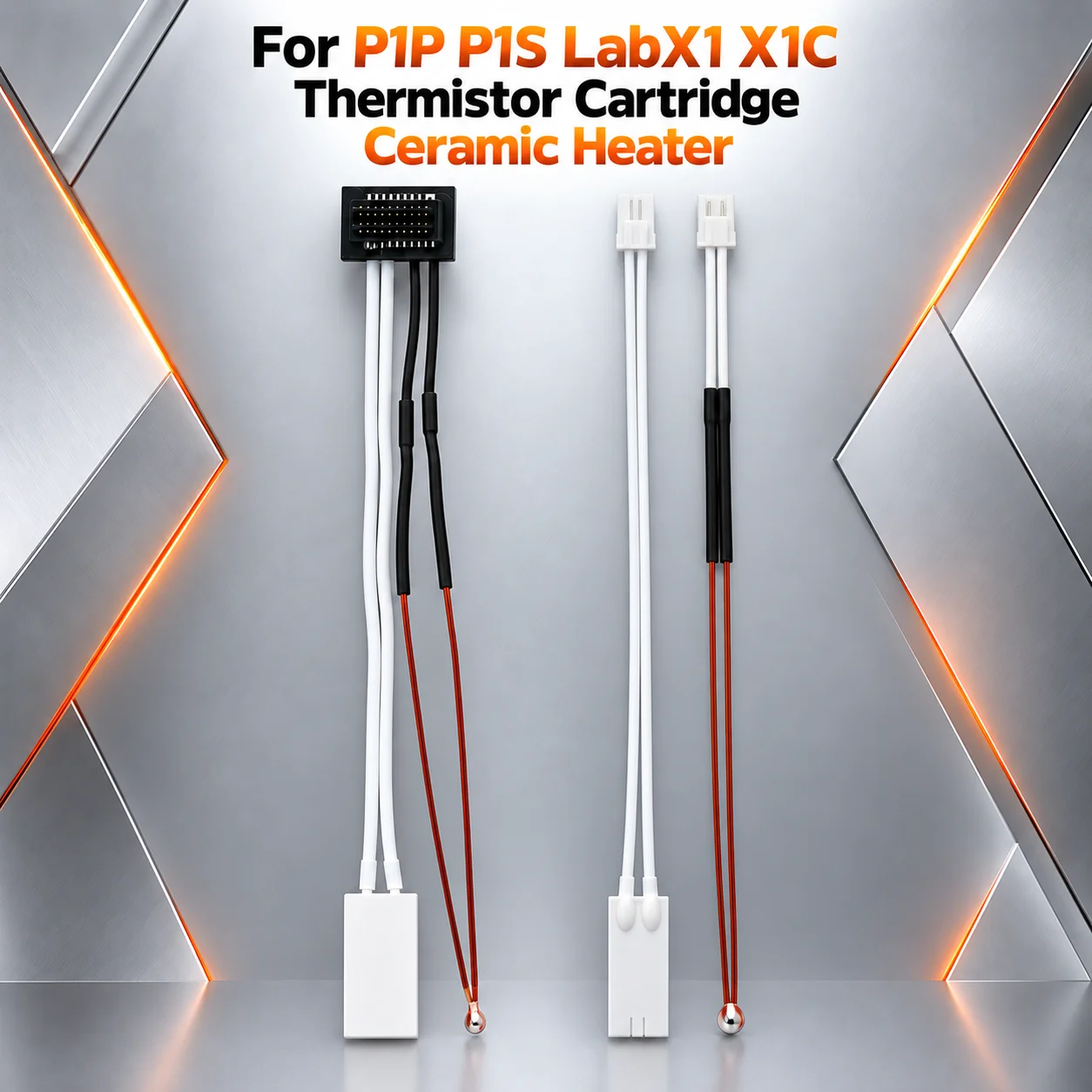 For P1P P1S Thermistor Cartridge Ceramic Heater Fit Bambulabs X1,X1 Carbon Thermistor with GH1.25 Terminal Bamboo Heat Rod