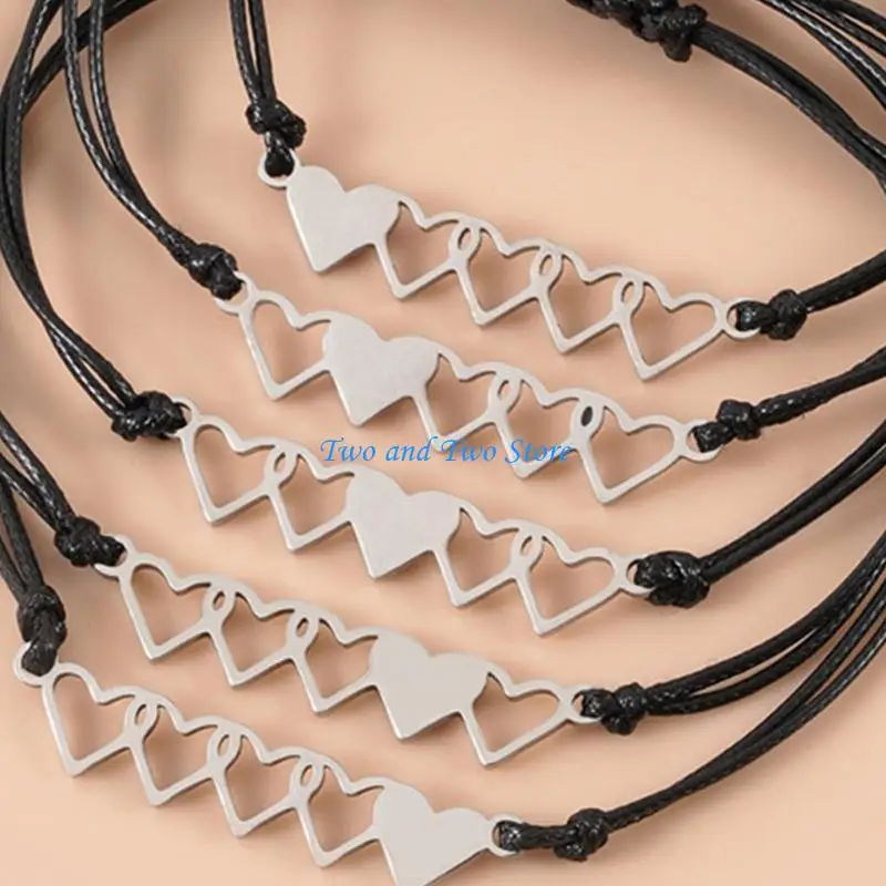 

HX6F Creative Personality Woven Couple Bracelets for Boys Girls Sister Teen 5 Pac