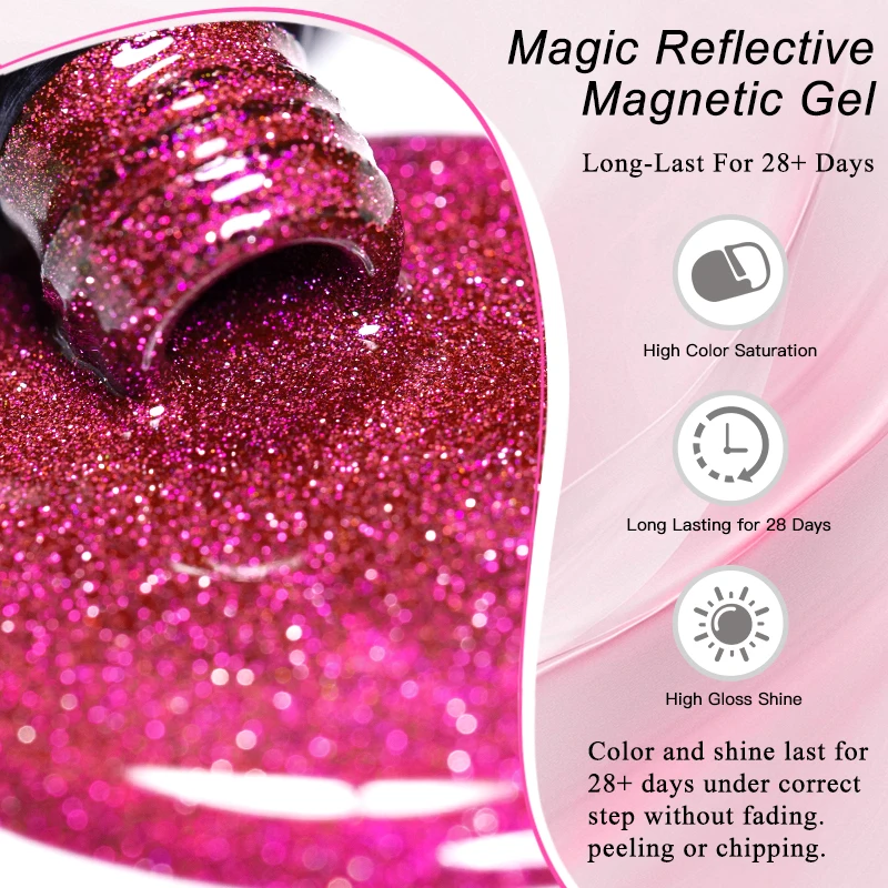マジック反射猫磁気ジェルネイルポリッシュスパークリンググリッターセミパーマネント磁気ジェルUV/LEDソークオフUVジェルヴァンリッシュDIY