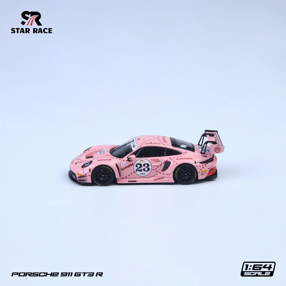 STAR RACE 1/64 Prosche 911 GT3 R - Regalo modello di auto in lega di maiale rosa