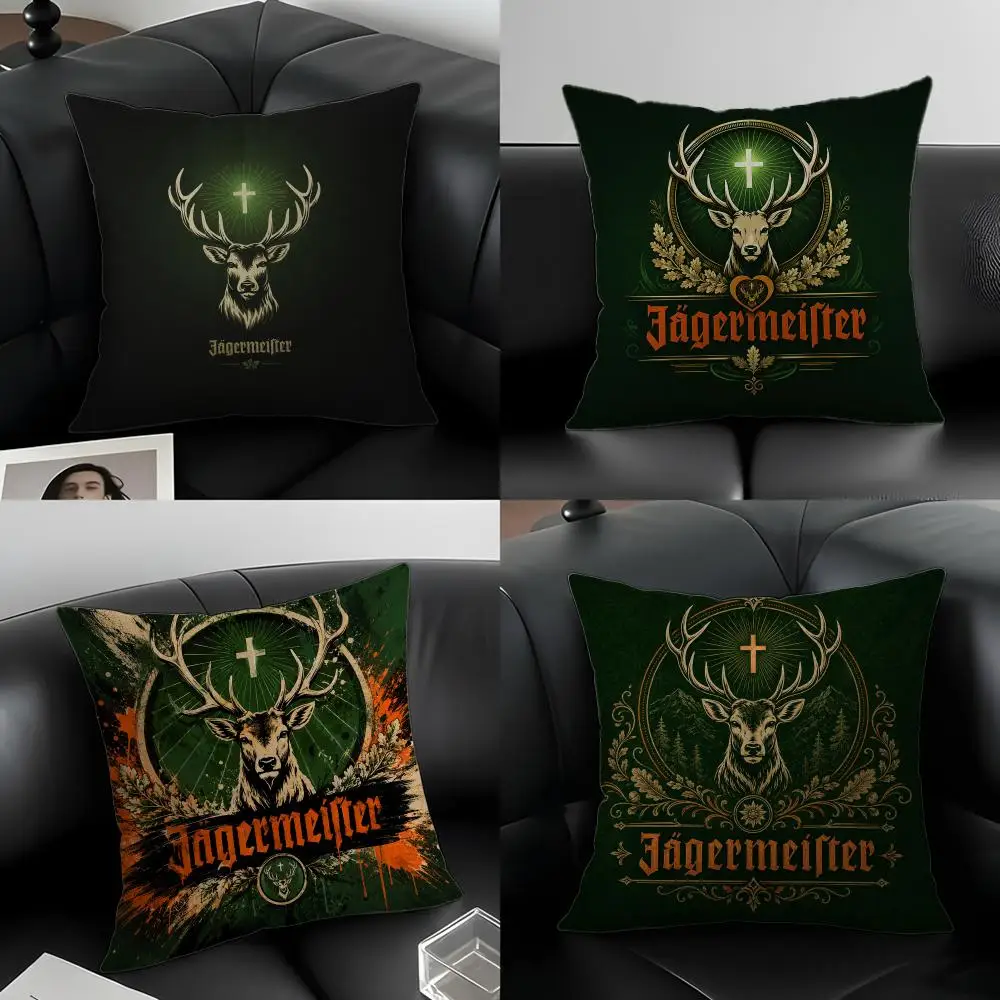 Brand Jagermeister Cushion Cover Natural Linen Pillowcase Set, All-in-One Decor for Sofa, Bedroom & Chair