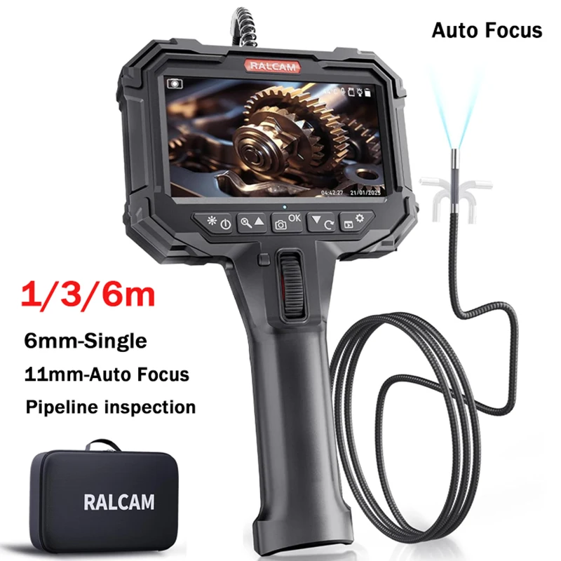

Auto Focus Endoscope Camera 5.0"IPS Screen 1080P Car Inspection Borescope IP67 Waterproof for Piping Car Sewer Inspection Camera