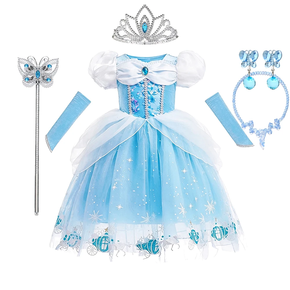 Kostüm Mädchen Blaues Prinzessinnen-Geburtstagskleid für Mädchen Festliche Kleider Kinder Halloween-Kostüme 2 3 4 5 6 7 8 9 10 Jahre – Detail 7
