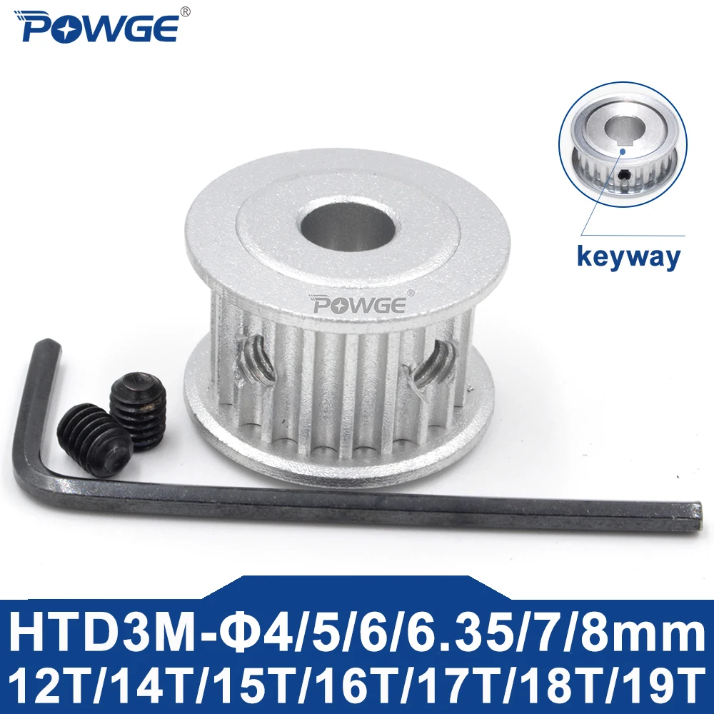 POWGE 12 14 15 16 17 18 19 teeth HTD 3M Timing Pulley AF Bore 3-8mm for HTD3M belt width 6/10/15mm 12T 14T 15T 16T 17T 18T 19T