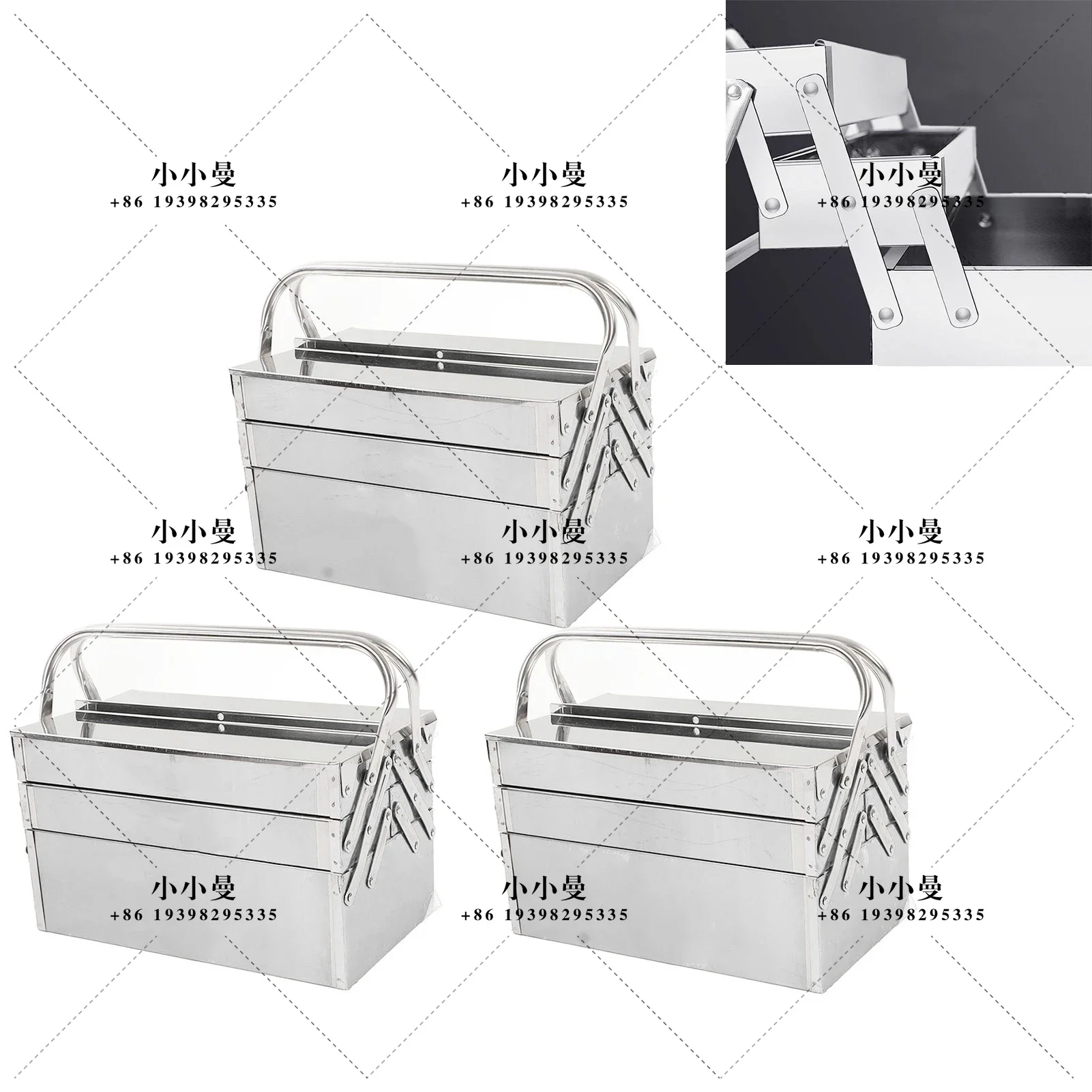 Folding Cantilever Tool Box  Cantilever Tool Box 3 Layer 5 Tray Retractable Multifunctional Rustproof for Workshops
