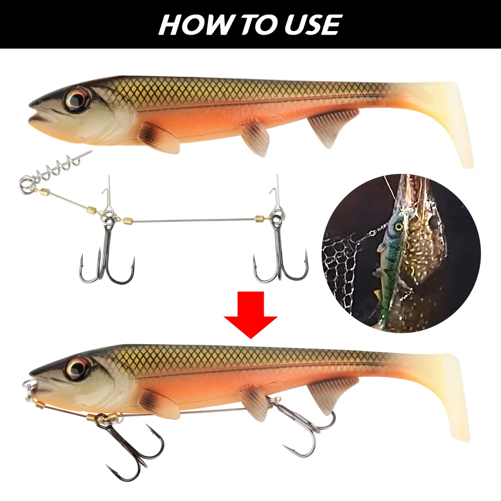 Spinpoler Soft Fishing Lure With Stinger Rig Hook Shad Bait14cm/18cm Square Paddle Tail Realistic Plastic Rubber Fish For Pike image 6