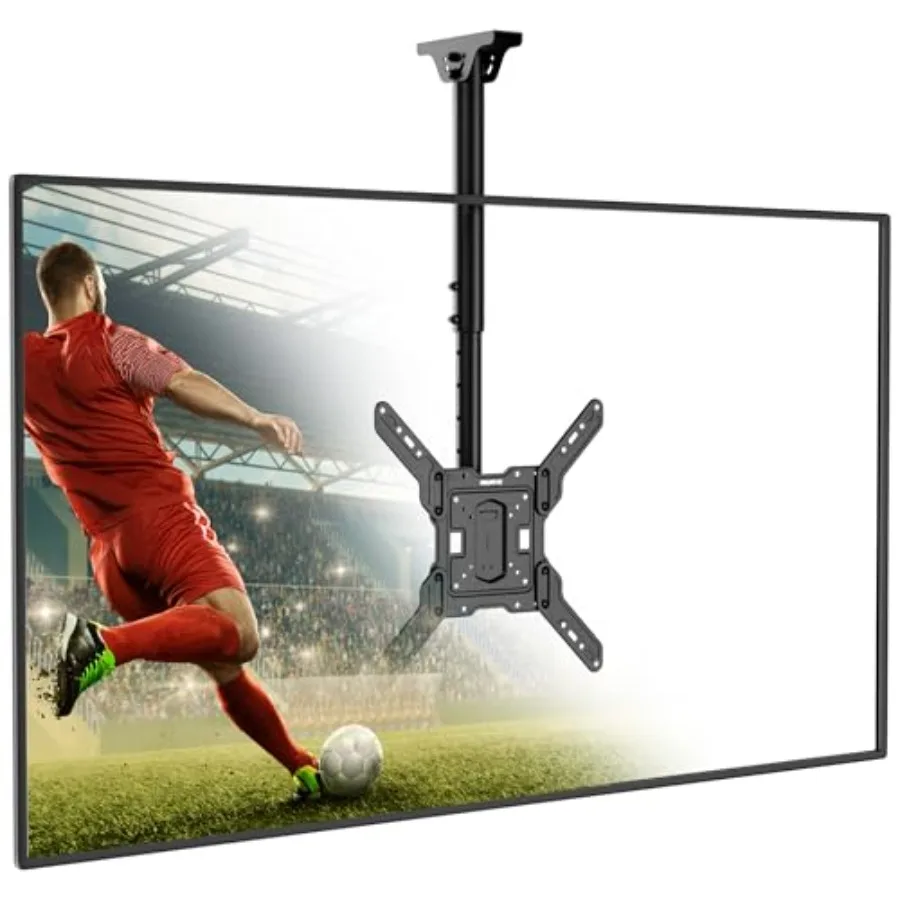 

Потолочное крепление для телевизоров 32-65 дюймов, полностью регулируемый кронштейн с поворотом на 360°, наклоном и регулировкой высоты, совместим с VESA 100x