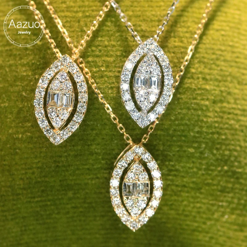 

Aazuo Роскошные ювелирные изделия из белого золота 18 карат, желтого золота, настоящие бриллианты, комплект ювелирных изделий, ожерелье с конским глазом, подарок для женщин, помолвка, вечеринка