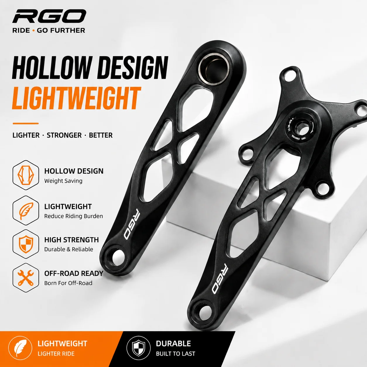 RGO Hollow Forged Aluminum MTB Crankset 170mm 104BCD 24mm Spindle Fit Positive Negative Chainring Mountain Dirt Jump Bike Crank