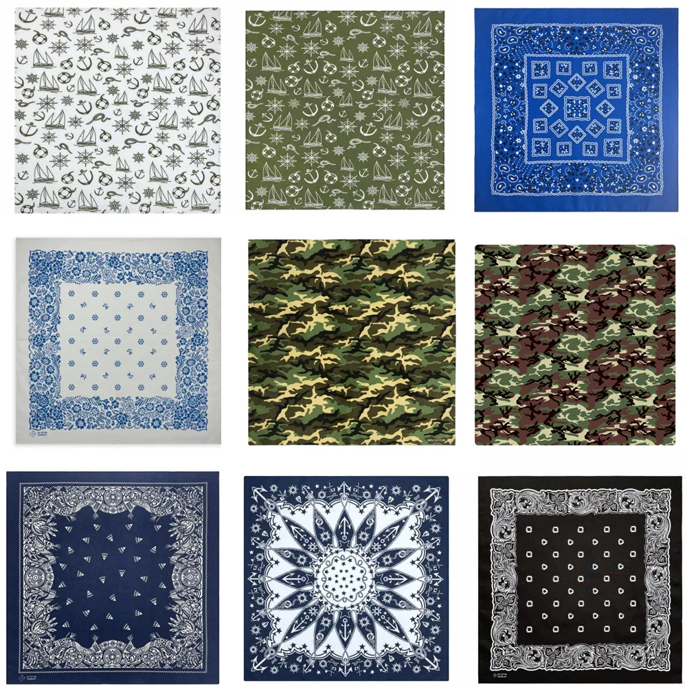 F-251 New Design Men Boy Wome Hip Hop Square Scarf Kerchief Bandana Scarves Headband Neck Wrist Wrap Band Headtie Square Scarf