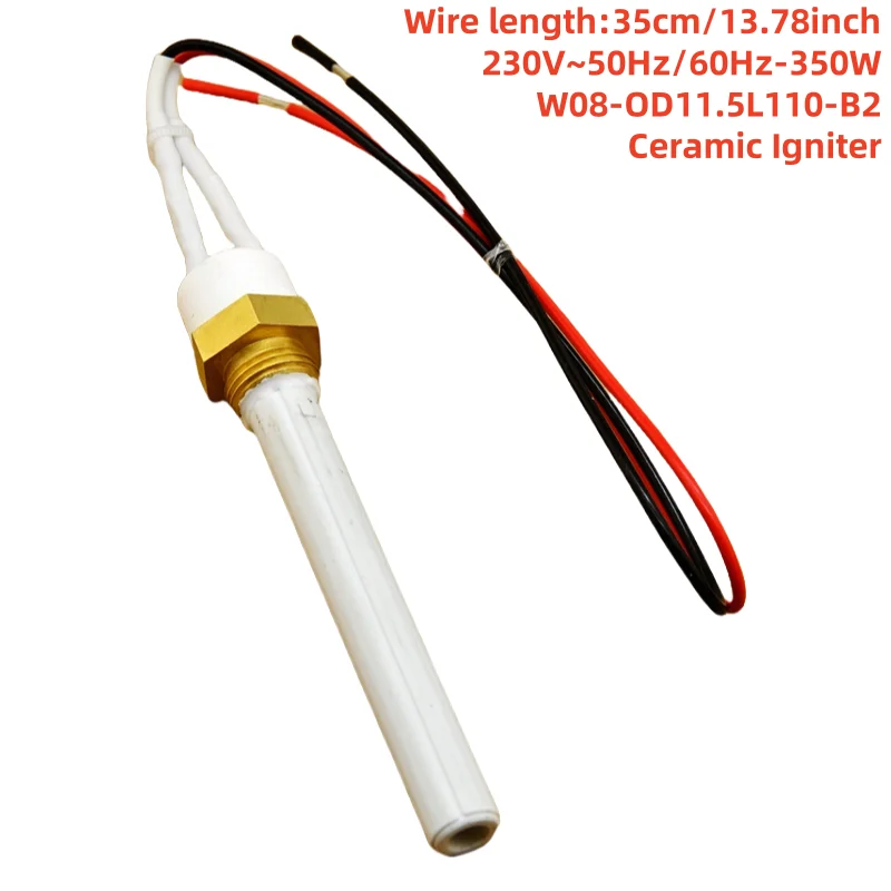 230V350W Ceramic Igniter for Pellet Stove Heating Tube Spark Plug for Wood Pellet Stove 11.5x6.5x110mm