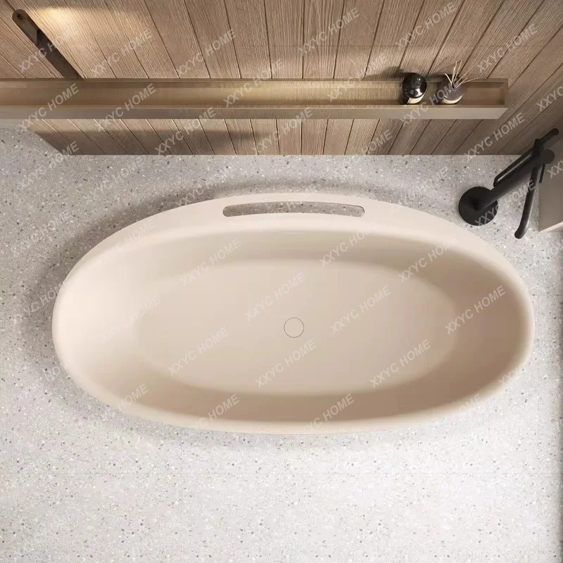 XX  M Milk coffee color artificial stone bathtub Freestanding household double bathtub