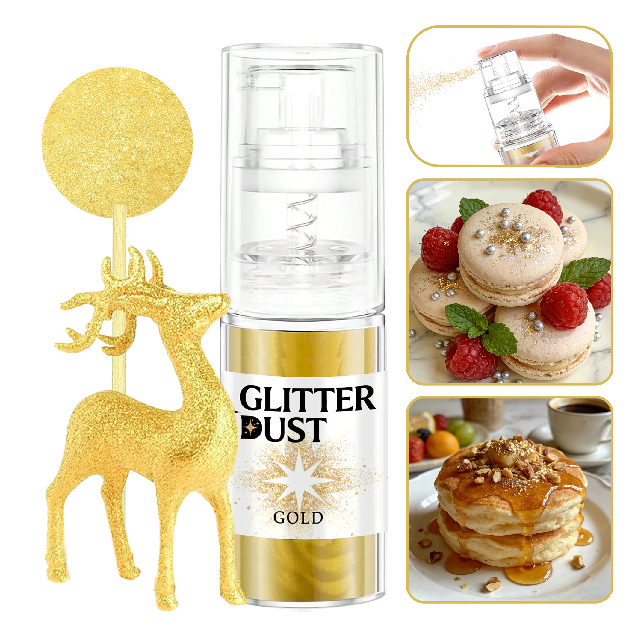 Glitter Spray-Luster Dust Glitter for Cake Decorating,Drinks-Shimmer Dust Powder Metallic Coloring Powder for Cookie,Candy,Icing