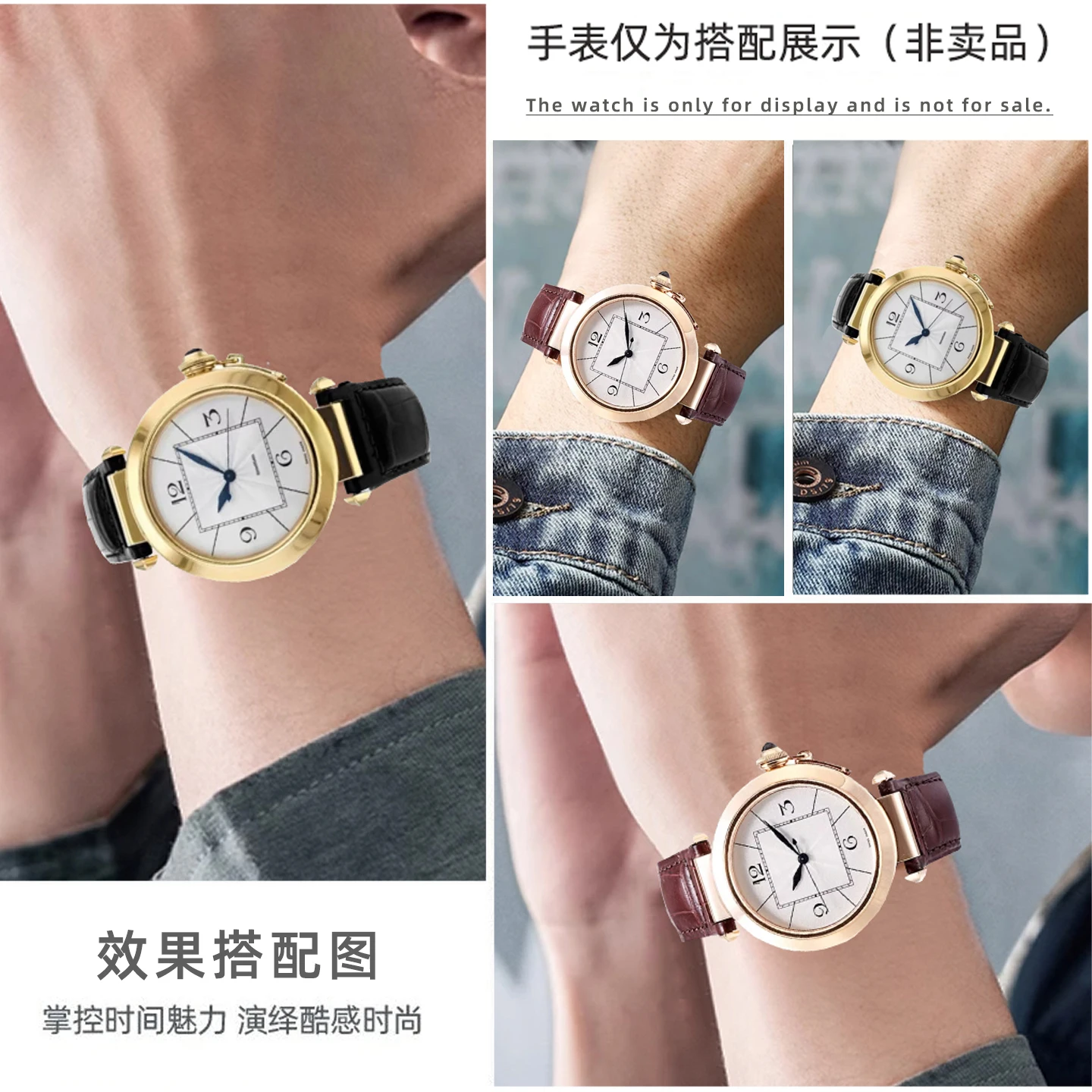 Large-scale crocodile leather strap for Cartier Pasha W3108555 WJ120251 WJ11951G Genuine Leather 18x10/20x12/21x15mm