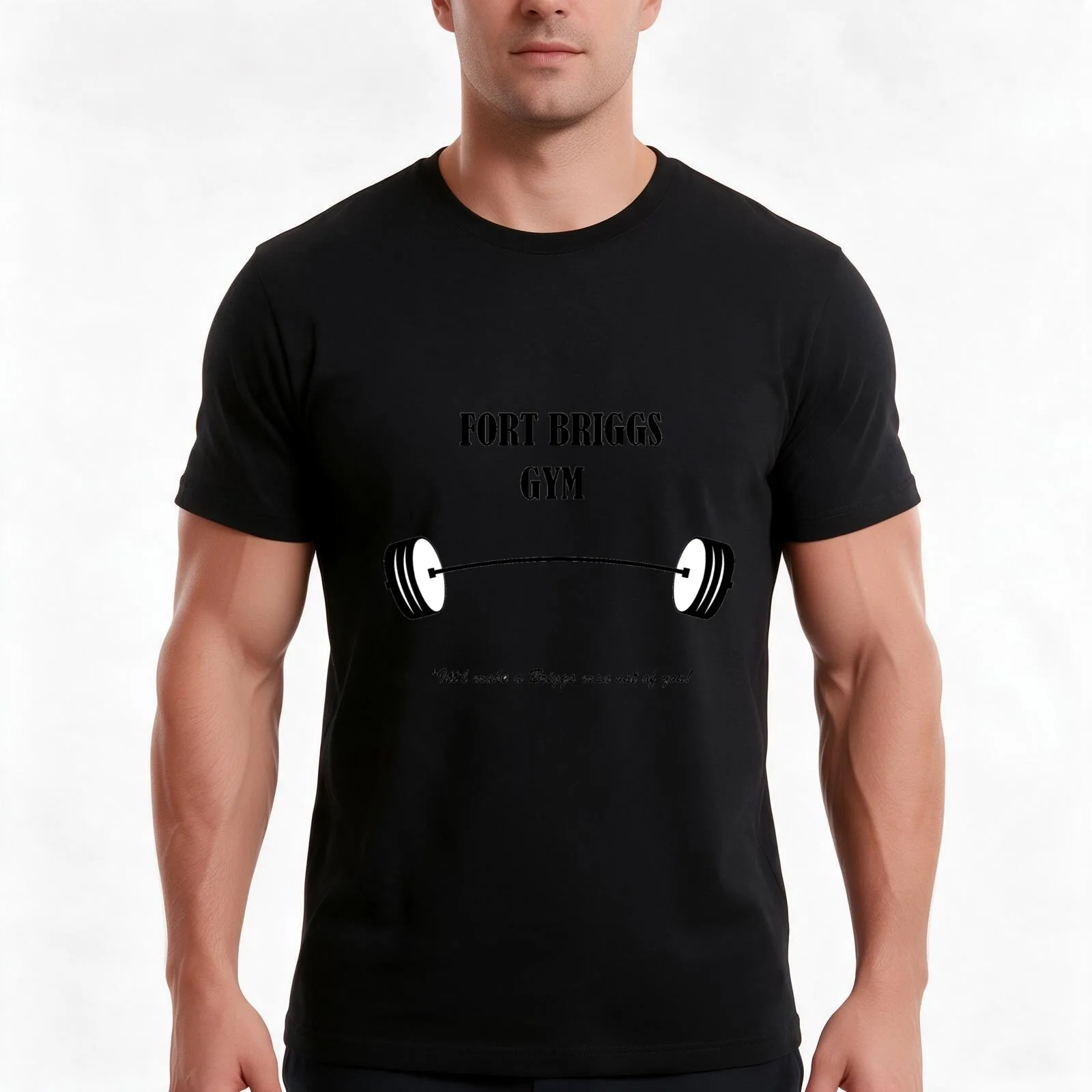 Fort Briggs Gym T-Shirt, Summer Casual Cotton Tee, Oversized Streetwear Tops, Vintage Graphic Print, Loose Fit Short Sleeve