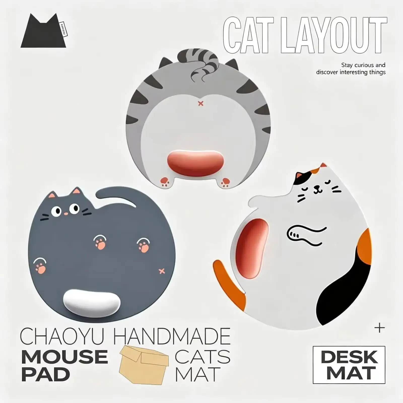 

Kawaii Cat Mouse Pad with Wrist Rest, Ergonomic Comfort, Relieve Wrist Fatigue, Non-Slip Memory Rebound for Home Office & Work