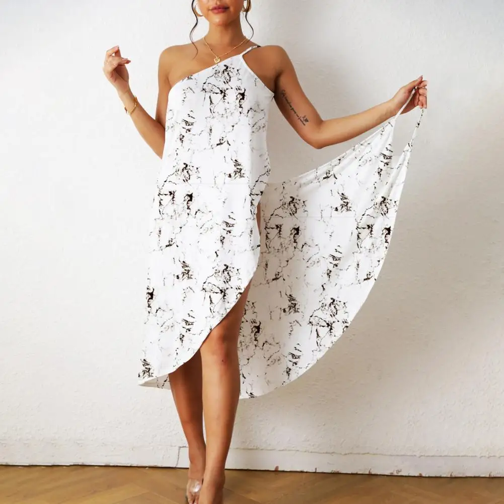 Women Summer Swimsuit Scarf Beach Cover Sun Suspenders Printing Pullover Milk Silk Women Beach Dress Sarong Pareo