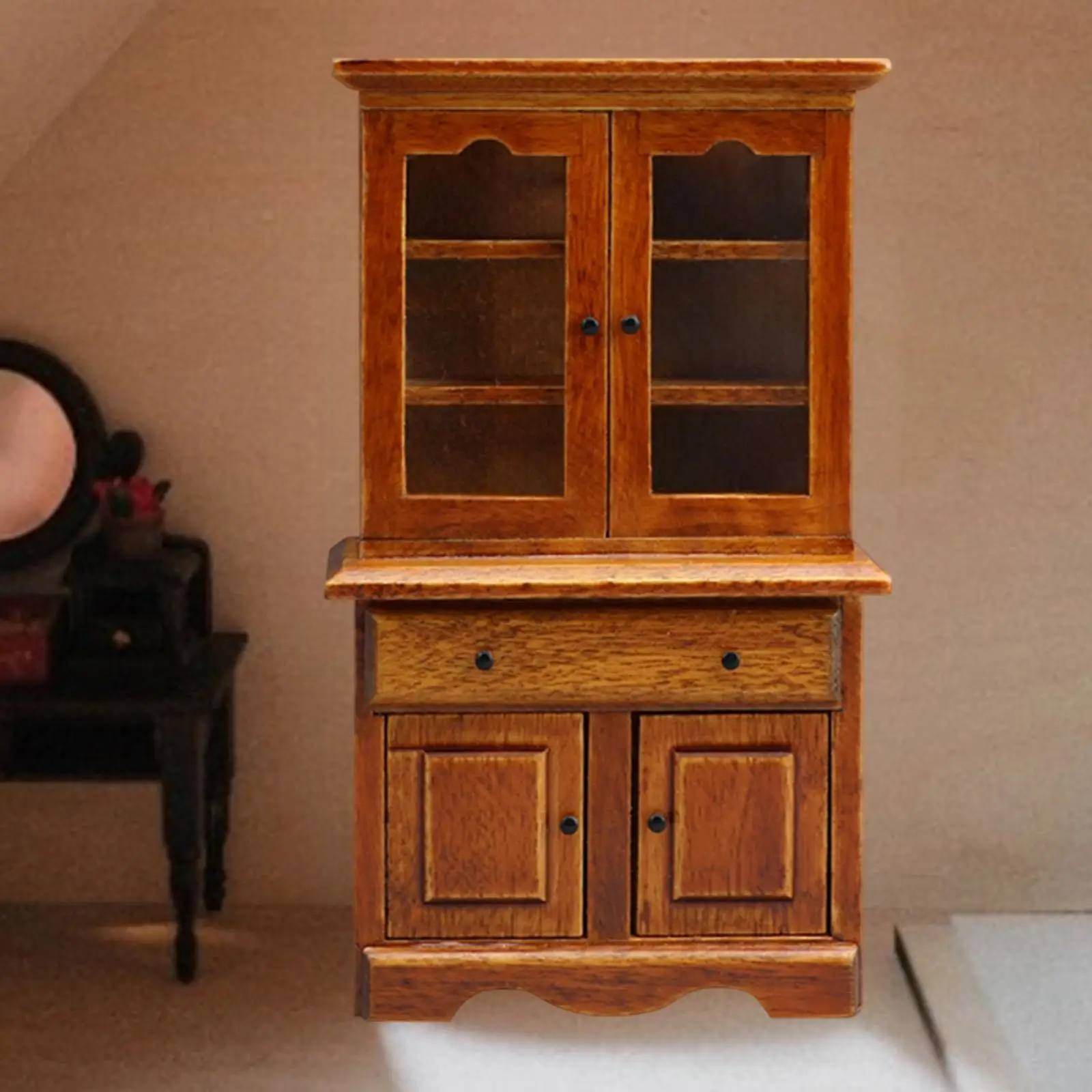 Dollhouse Furniture Cabinet Miniature Bookcase 1:12 Tiny Model Wooden Cupboard Dollhouse Accessories for Living Room Accessories