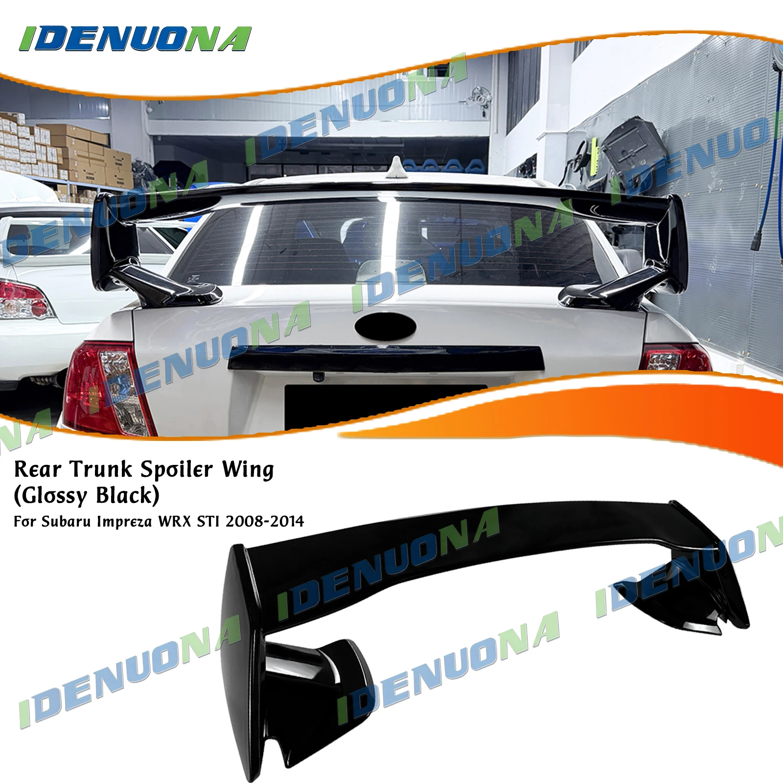 

For Subaru Impreza WRX STI 2008-2014 Rear Spoiler Wing Flap Decklid Trim Trunk Lid ABS Plastic Lip
