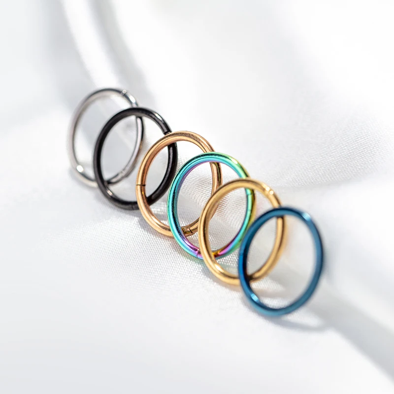 316 Surgical Steel Nose/Ear Rings - 18G/16G Hypoallergenic Circular Body Piercing Jewelry, Minimalist Seamless Hoops image 6