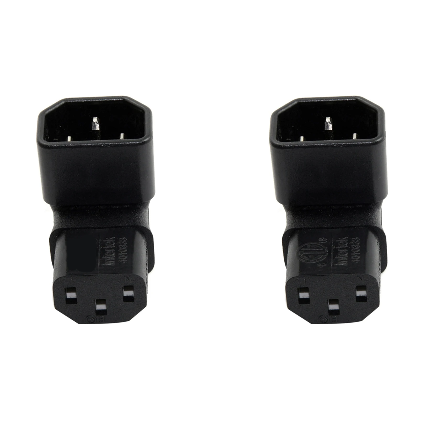 Exquisite-2X IEC Male C14 To Up Right Angled 90 Degree IEC Female C13 Power Extension Adapter