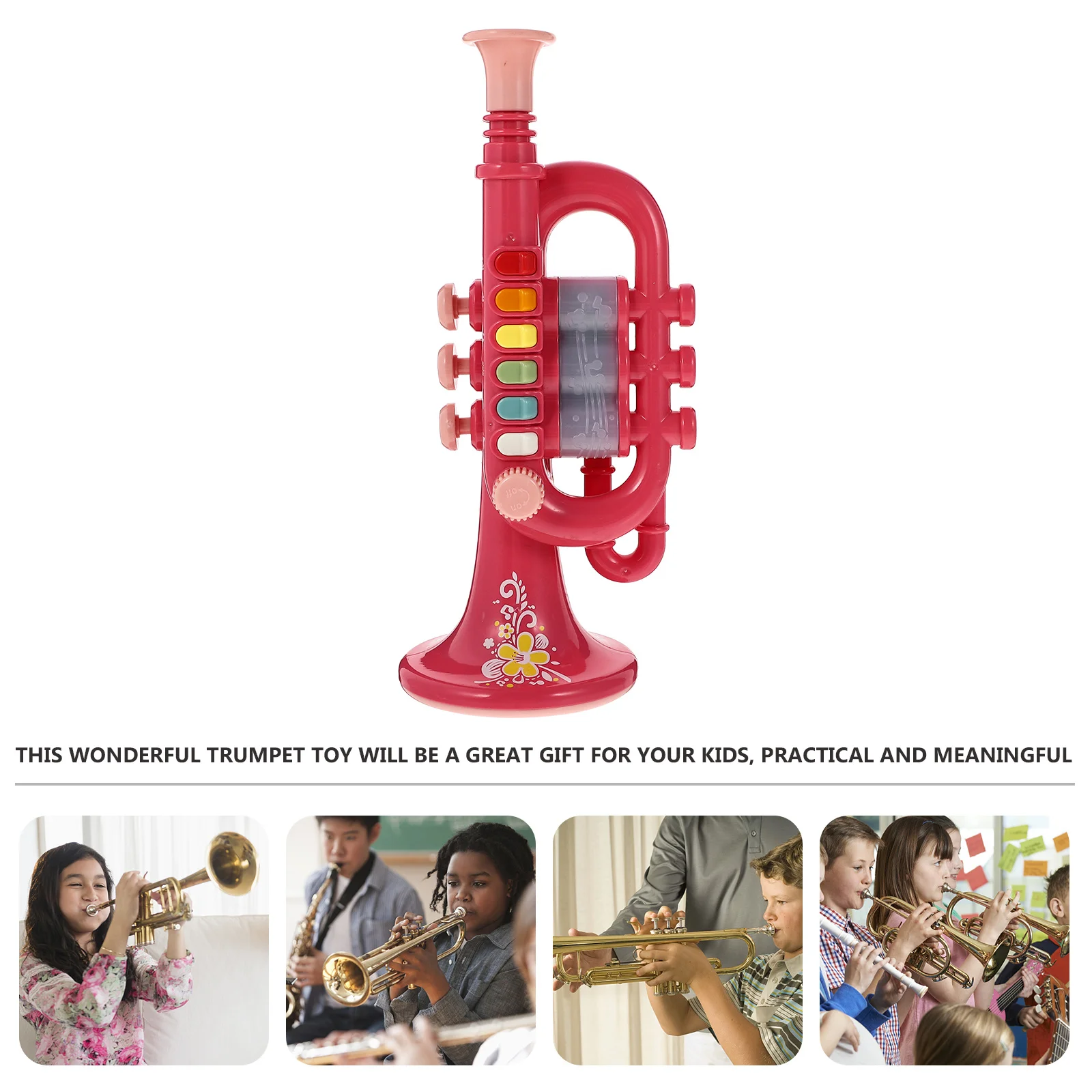 1 conjunto crianças trompete instrumento de aprendizagem musical som criativo brinquedo educativo presente para crianças brinquedos trompete