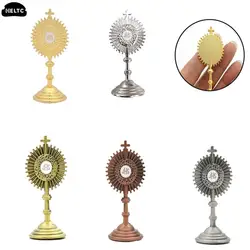 1PC Catholic Christian Communion Statue Gold Jesus Hominum Salvator Home Office Table Decoration Cross Figurine Religion Gift