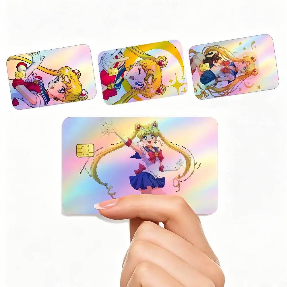 

CUTE Cartoon S-Sailor M-Moons 4pcs 1Set Card Stickers Small Waterproof Chip 4PCS Card Sticker Anti-Scratch