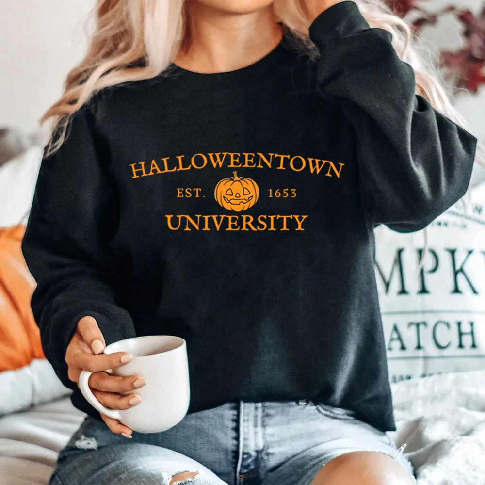 Halloweentown University Est 1998 Sweatshirt HalloweenTown Hoodie Pumpkin Graphic Pullover Halloween Party Sweatshirts Fall Tops