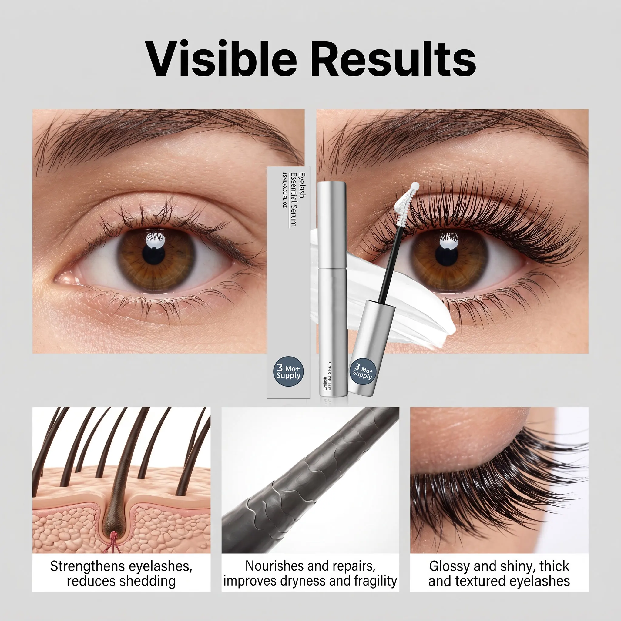 Eyelash Essential Serum Eyebrow Growth Strong Makeup Extension Treatment Eyelash Growth Thicken Health Care Products 15ml