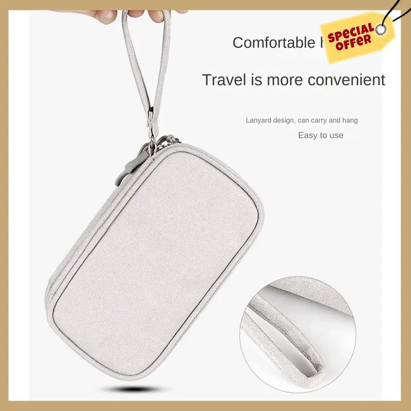 Стабильная сумка для хранения цифровых аксессуаров, USB-разъем для зарядного устройства, органайзер для путешествий, электронный органайзер, серый