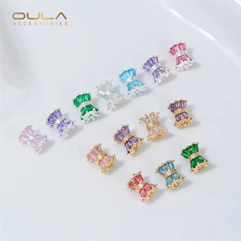 

1PCS 14K Gold-plated Zircon Inlaid Waist Bucket Bead Interlocking Bracelet Pearl Crystal Diy Hand Necklace Accessory Material
