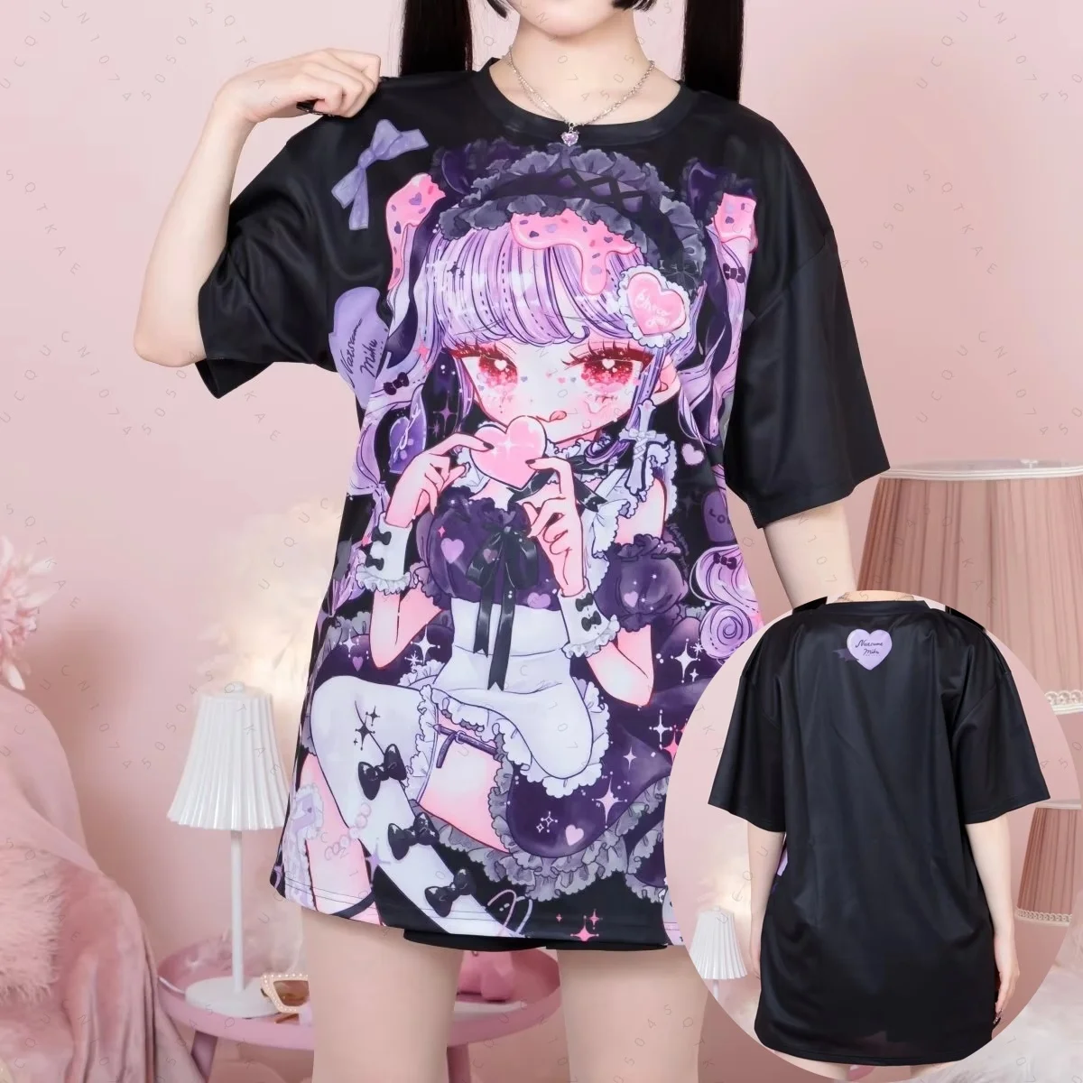 Specia Japanese Landmine Style Anime Printing Loose Short Sleeve Parent child Y2K Harajuku Subculture Loose Male female T-shirt