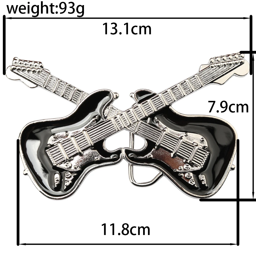 Zinc Alloy Double Guitar Belt Buckle Width 4cm