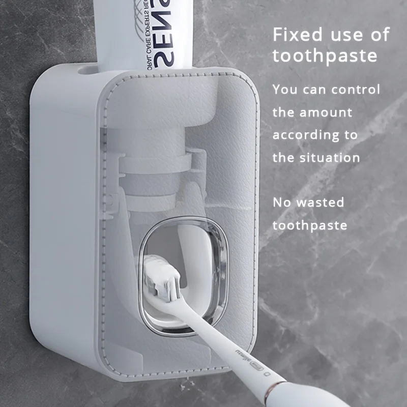 1 automatic toothpaste holder, wall mounted toothbrush holder without toothpaste and holes, suitable for home bathrooms 3