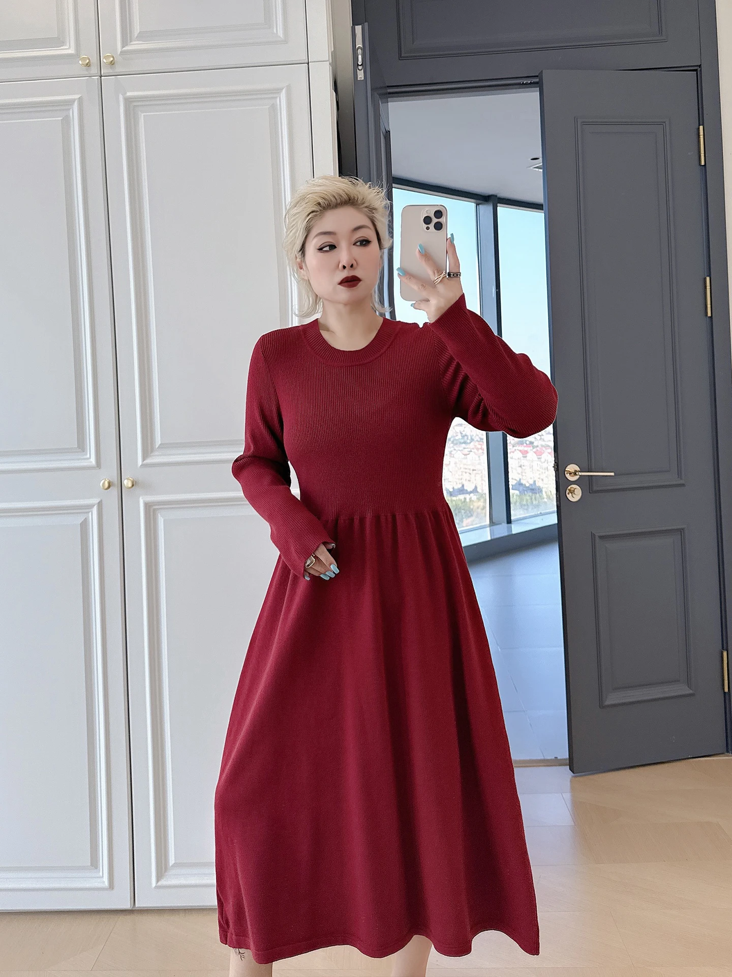 

Вязаный длинный свек больших размеров Dr с высокой талией Ci Commute Sle, корейский свободный крой, зимняя мода для тяжелых женщин