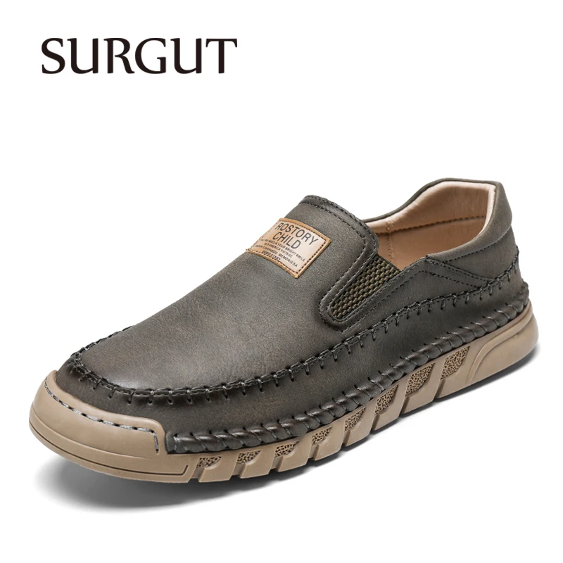 

SURGUT модная мужская повседневная обувь, всесезонная кожаная удобная прогулочная обувь с верхом, дышащая легкая обувь для любого случая