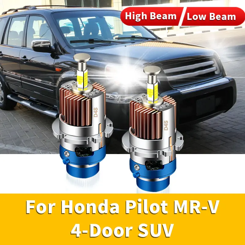 2Pcs For Honda Pilot MR-V 4-Door SUV High Low Beam Lamp LED Headlight Bulb Car Turbo LED CSP Lamp Canbus 6000K White 12V 32000LM