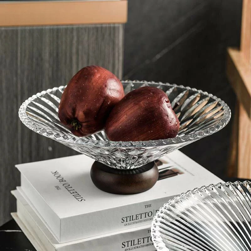 French Glass Serving Tray Thickened Fruit Plate for Living Room Snack Holder Easy Clean Container Kitchen Dishwasher Safe