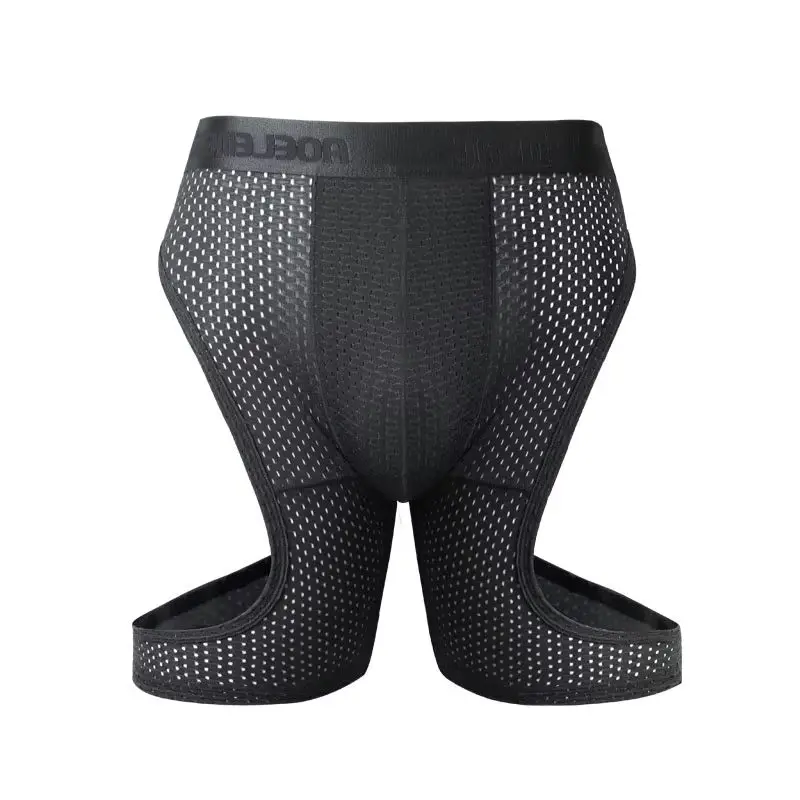 

Sports briefs Men's fitness ice silk thin training quick dry running lengthened anti-wear leg non-wear crotch boxer pants