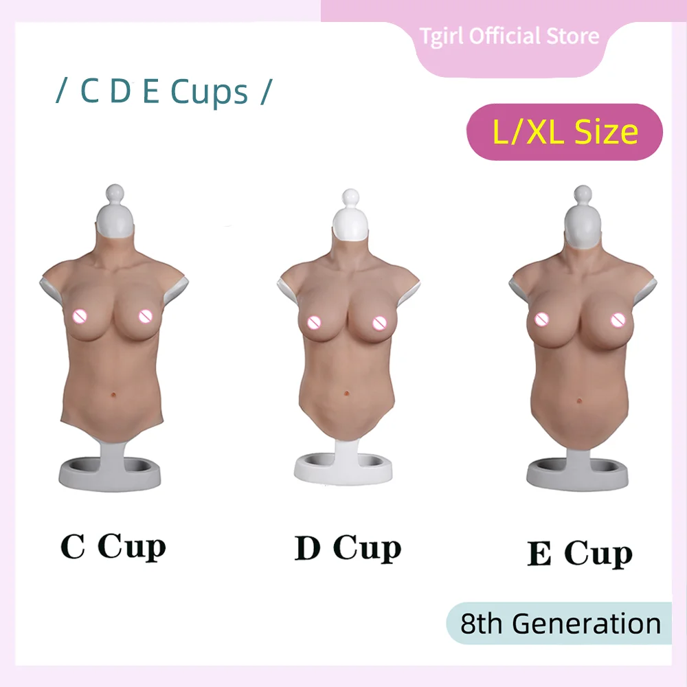 

Tgirl 8TH Latest Generation Silicone Breasts Airbag Filling Cosplay Artificial CDE Cup Half Body Suit for Crossdresser