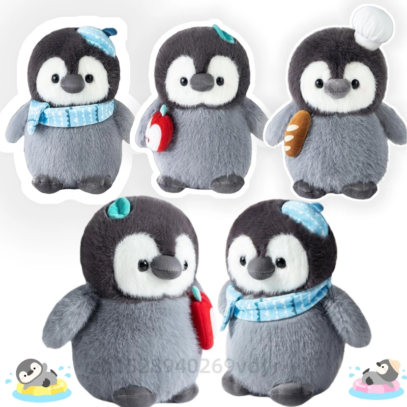 Pingüino Kawaii de peluche para bebé, muñeca reconfortante para dormir, pingüino esponjoso con bufanda, sombrero de Chef, Animal relleno, regalo de cumpleaños y Halloween