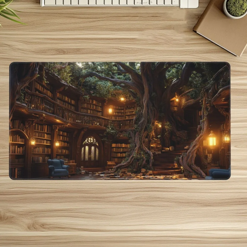 Magic Library Forest Theme Mouse Pad - Perfect for use in home offices, for writing and reading tapis de sourispc accessories