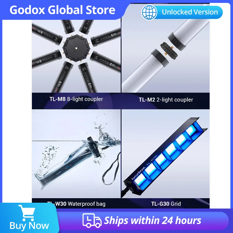 Godox TL30 TL-W30 TLG30 TL-M2 TL-M8 TL-C2 Accessories Tube Light Rgb Grid Waterproof Case Kit Bag Retaining Clip Coupler