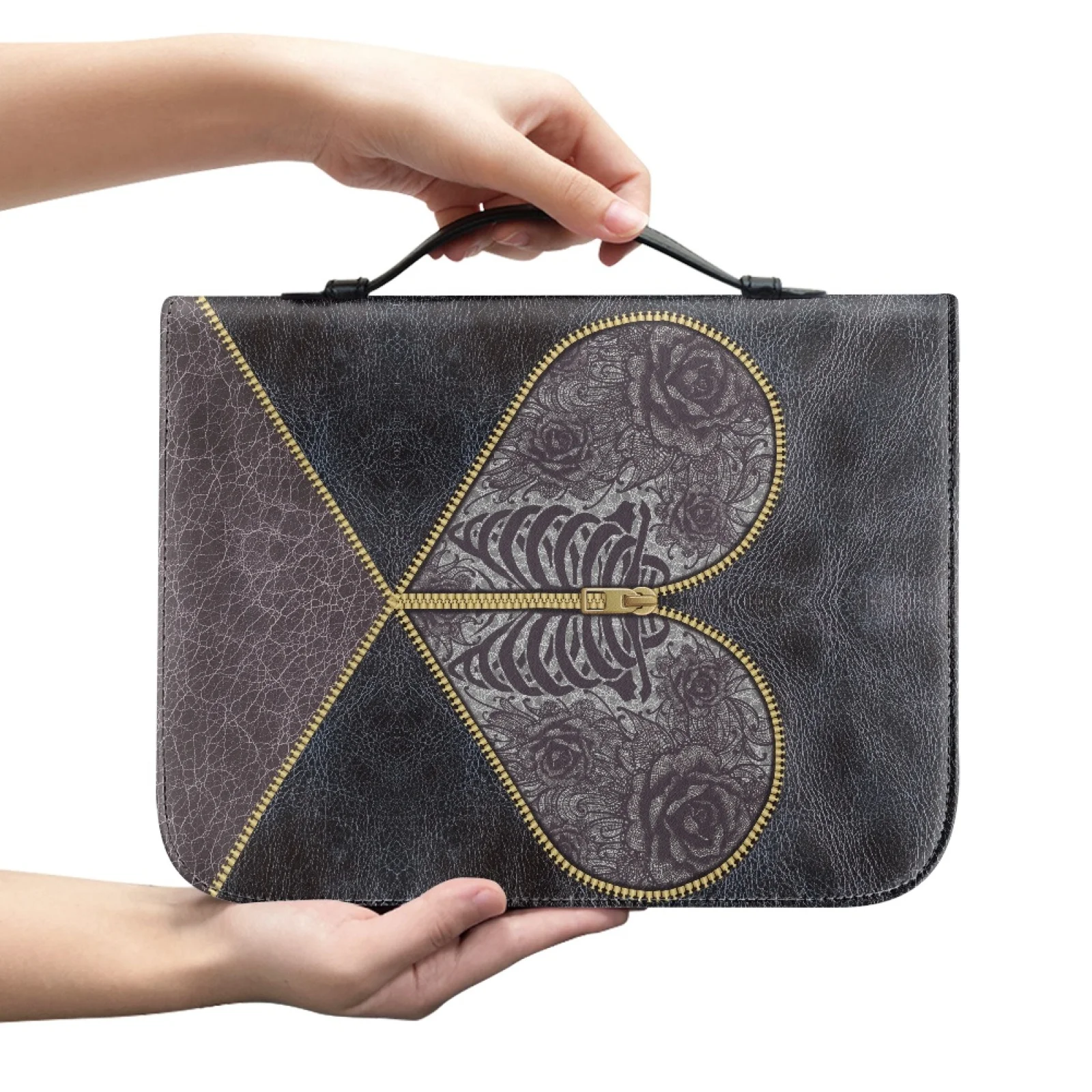 PENSTROLL Skeleton Heart Gothic 2026 New Bible Carrying Case for Men Handle Bible Covers