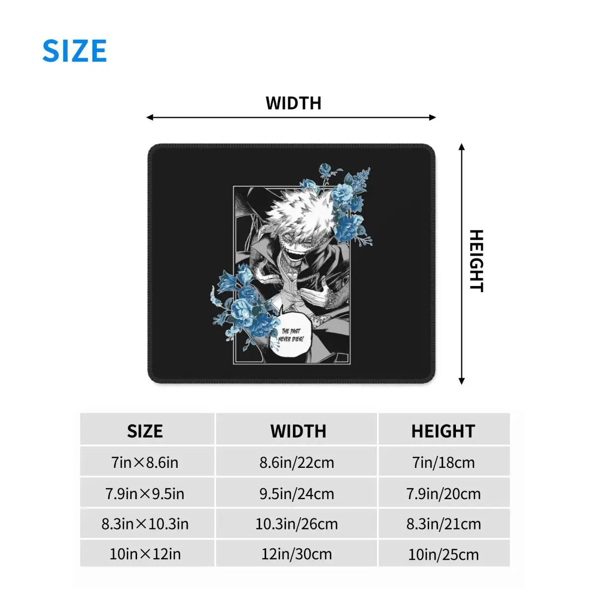 My Hero Academia Dabi Anime Blue Flowers Mouse Pad Computer Keyboard Mouse Mat Gamer PC Desk Mat Office Table Mats