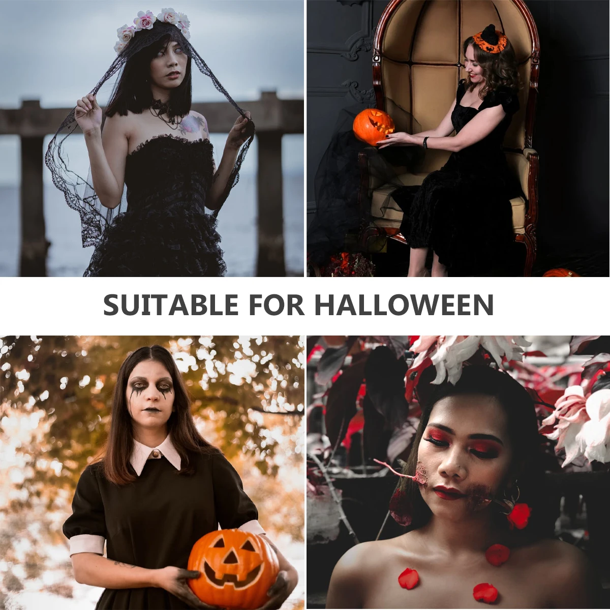 

Halloween Skull Hair Accessories Realistic Rose Headband Ghost Bride Reusable Party Props Horror Costume Festival