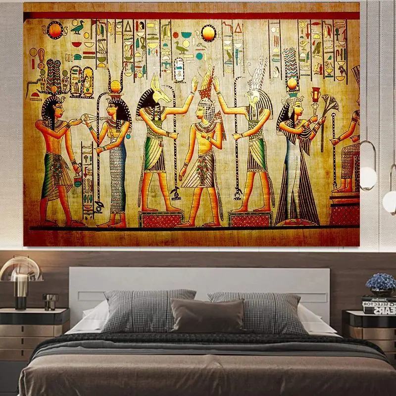 Ancient Egyptian Pyramid Tapestry Pharaoh Photographic Art Retro Egypt Aesthetic Wall Decor for Bedroom
